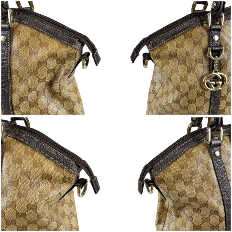 Gucci 2-Way GG Crystal Tote Shoulder Bag Brown