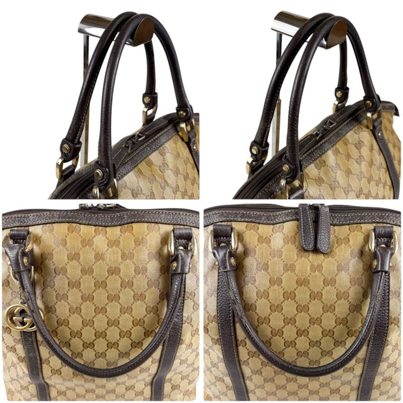 Gucci 2-Way GG Crystal Tote Shoulder Bag Brown