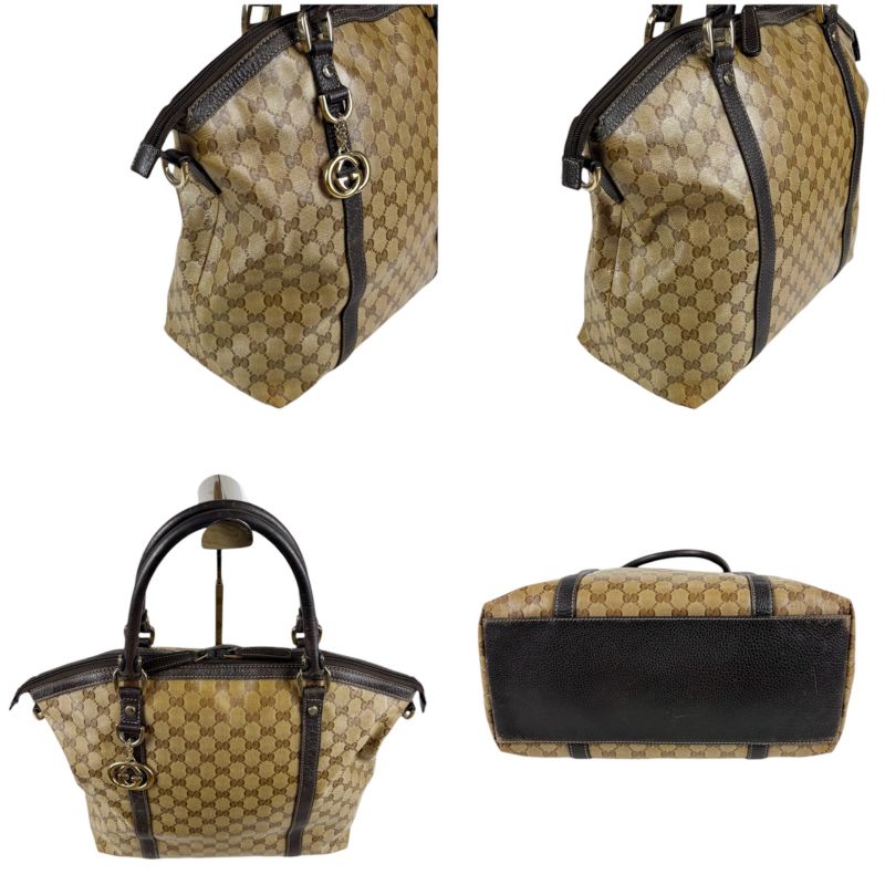 Gucci 2-Way GG Crystal Tote Shoulder Bag Brown