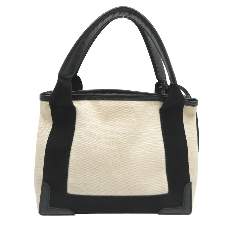 Balenciaga Handbag Leather Canvas Black White