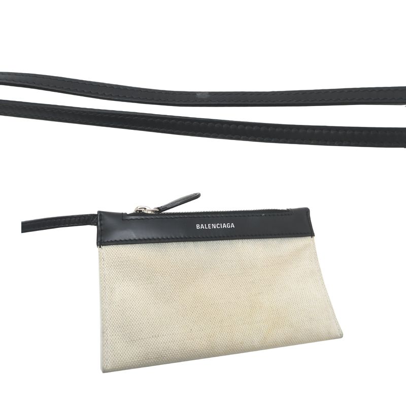 Balenciaga Handbag Leather Canvas Black White