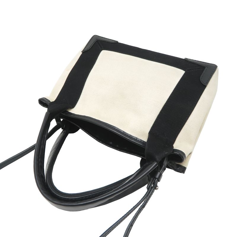 Balenciaga Handbag Leather Canvas Black White