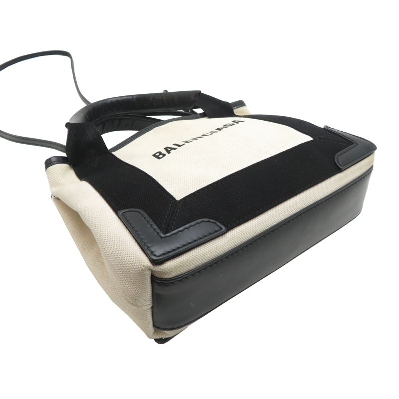 Balenciaga Handbag Leather Canvas Black White
