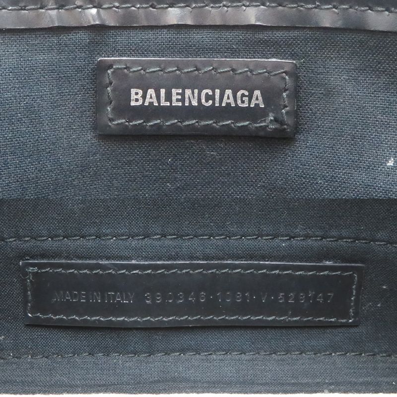 Balenciaga Handbag Leather Canvas Black White