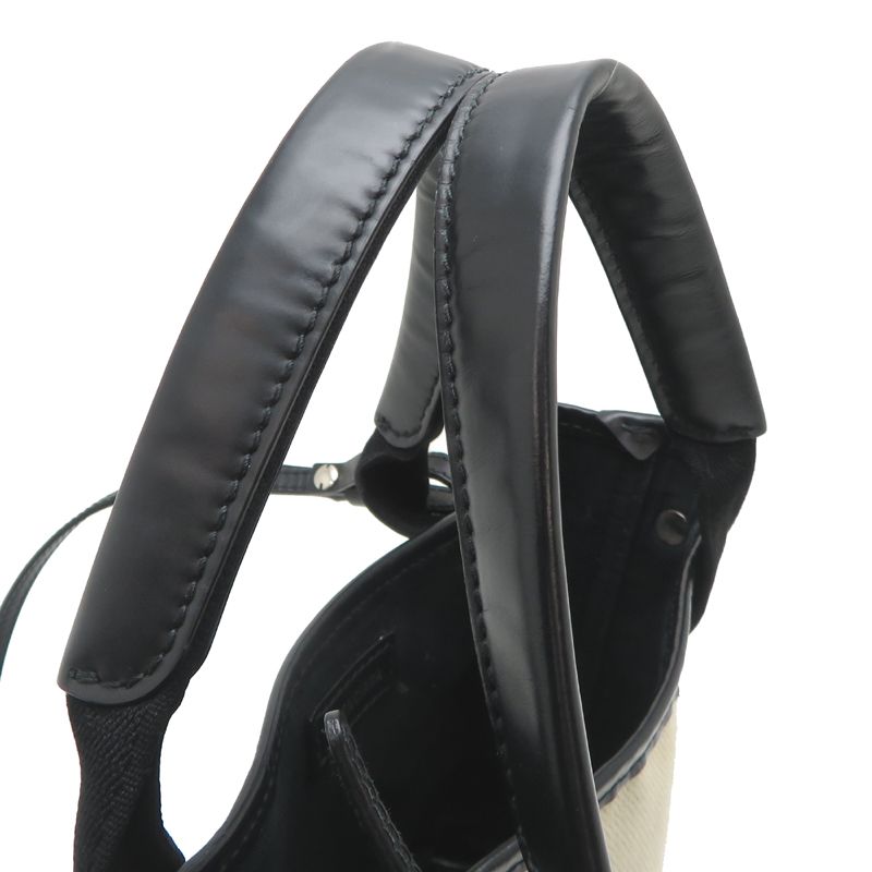 Balenciaga Handbag Leather Canvas Black White