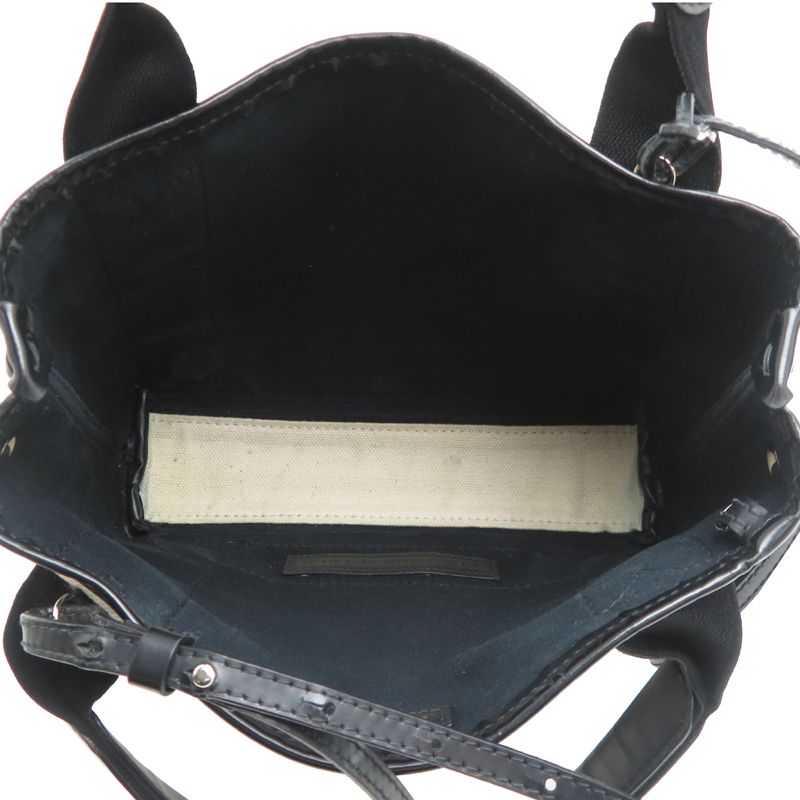 Balenciaga Handbag Leather Canvas Black White