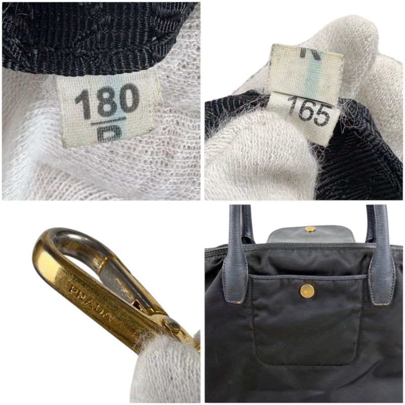 Prada 2-Way Mini Tote Shoulder Bag Black Tessuto Nylon Saffiano Leather Nero