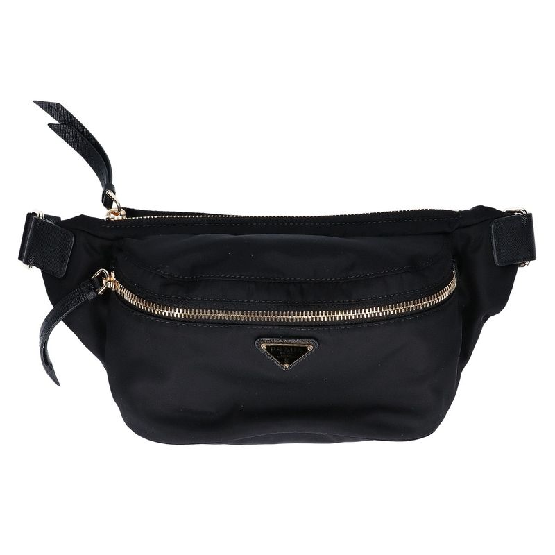Prada Re-Nylon Saffiano Leather Belt Bag ) Black
