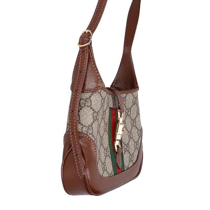 Gucci Jackie GG Supreme Mini Hobo ) Beige Brown