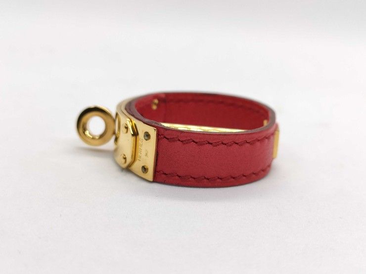 Hermes Scarf Ring Kelly Gold Red Leather