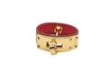 Hermes Scarf Ring Kelly Gold Red Leather