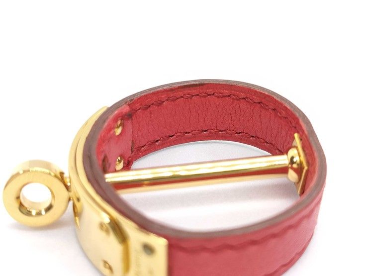 Hermes Scarf Ring Kelly Gold Red Leather