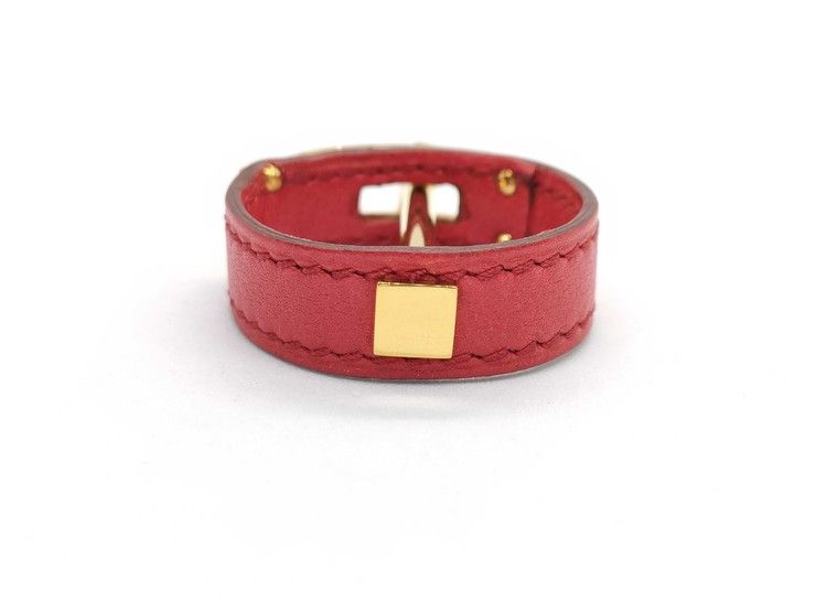 Hermes Scarf Ring Kelly Gold Red Leather