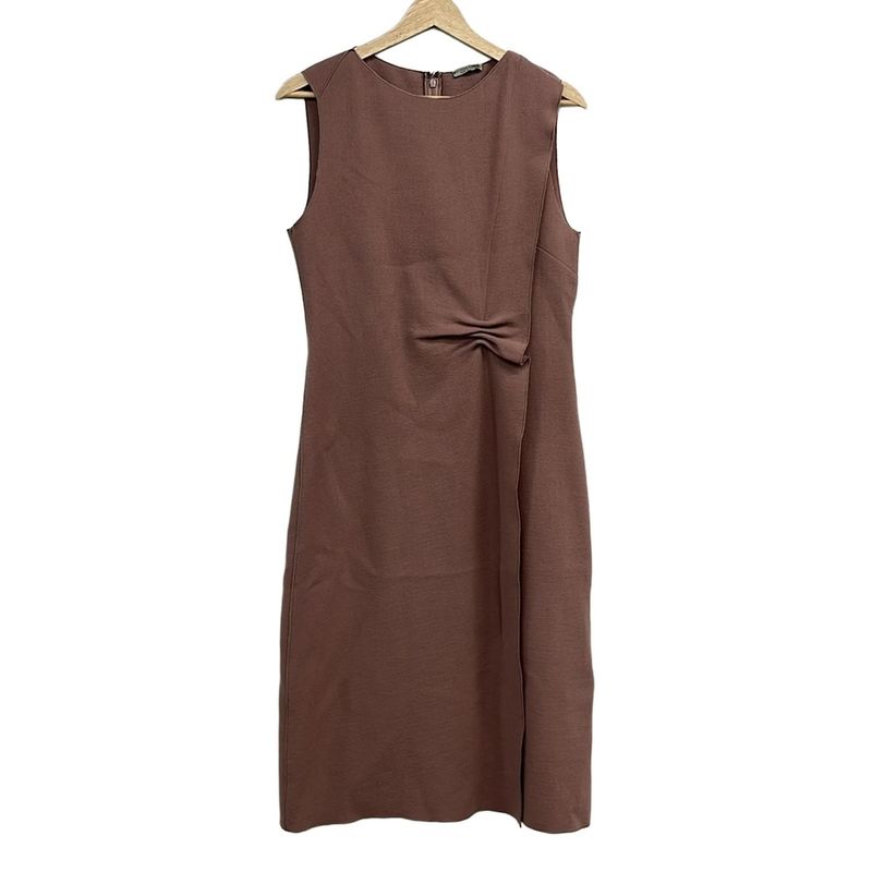 Bottega Veneta Dress 44 L Pink Beige Crew Neck Sleeveless Long