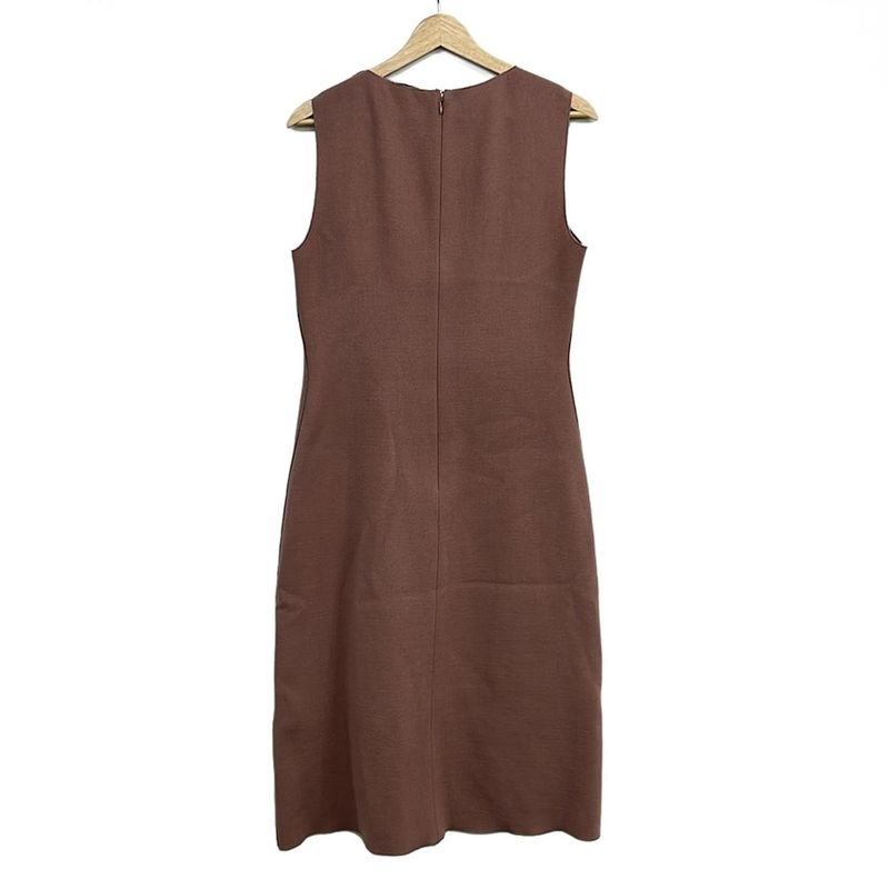 Bottega Veneta Dress 44 L Pink Beige Crew Neck Sleeveless Long