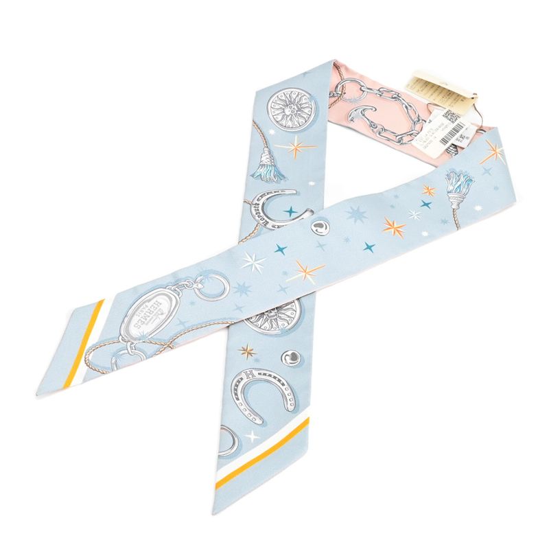 Hermes Scarf Twilly Silk Light Blue