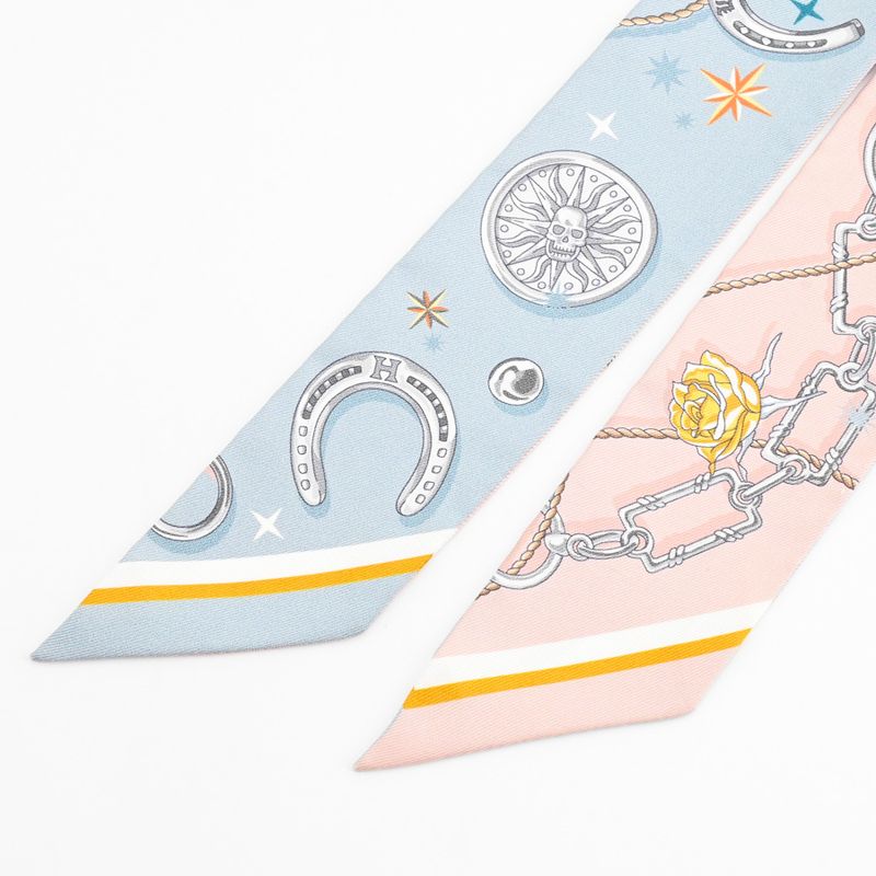 Hermes Scarf Twilly Silk Light Blue