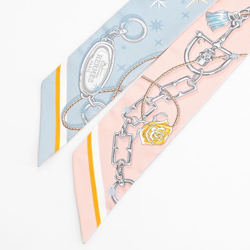 Hermes Scarf Twilly Silk Light Blue