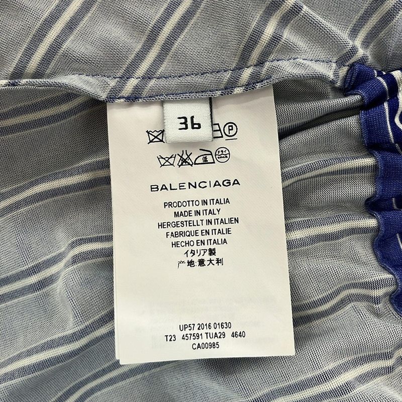 Balenciaga Long Sleeve Shirt Blouse 36 S Blue Navy Sweater X White