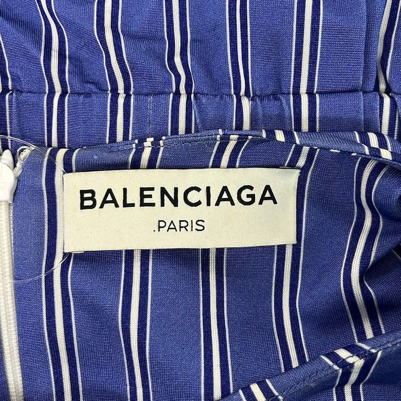 Balenciaga Long Sleeve Shirt Blouse 36 S Blue Navy Sweater X White