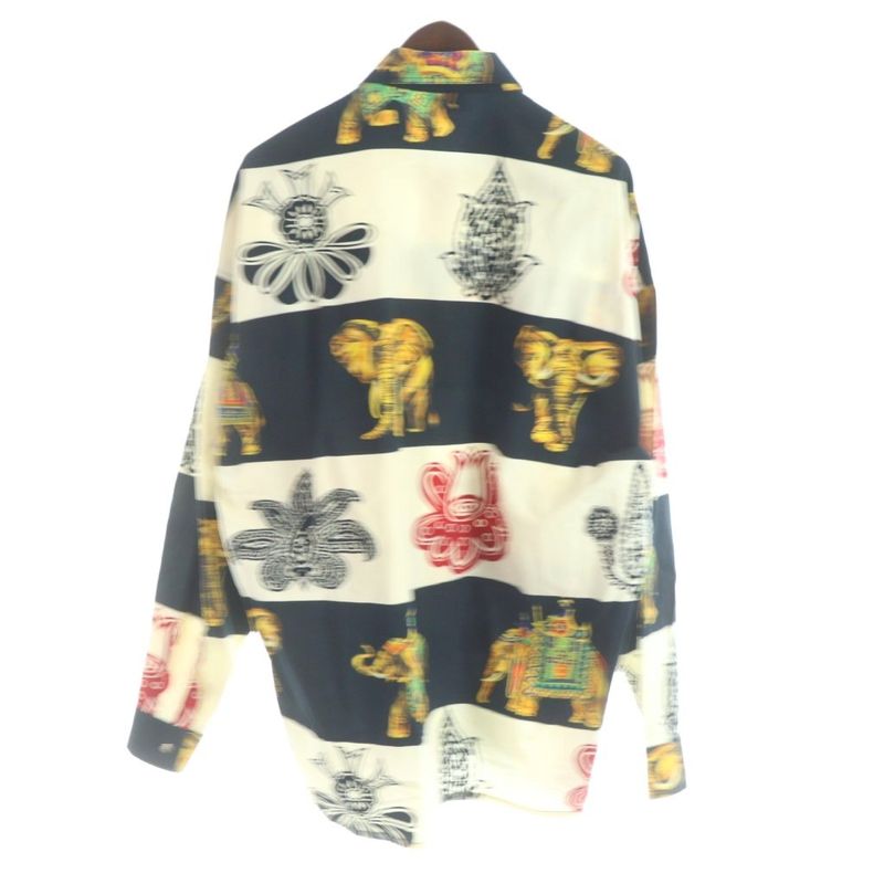 Versace Jeans Couture Casual Shirt Graphic Print Long Black Ivory