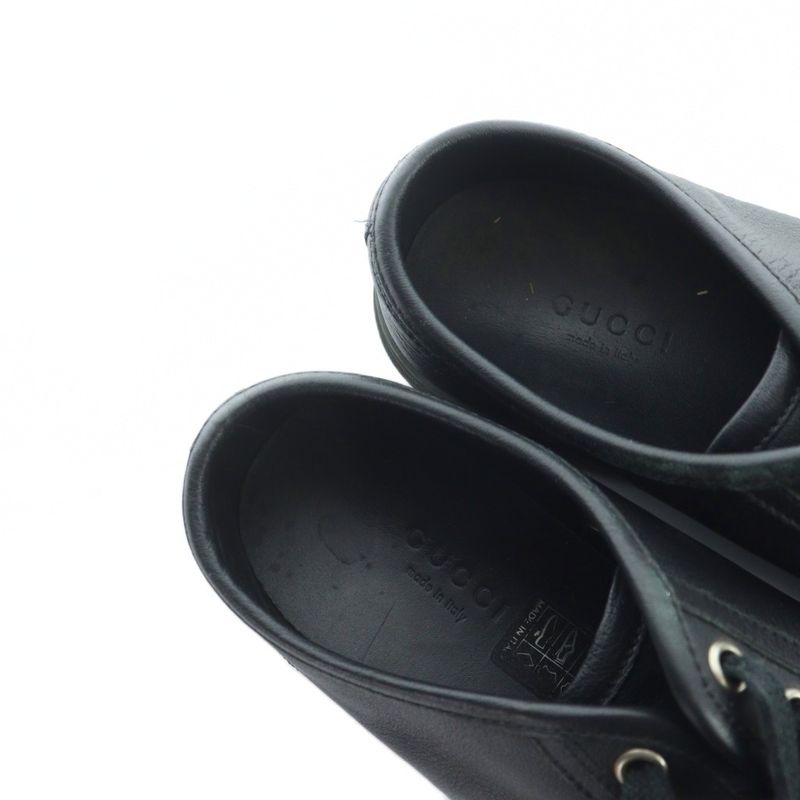 Gucci Low Cut Sneakers Shoes Leather Logo 35.5 Black