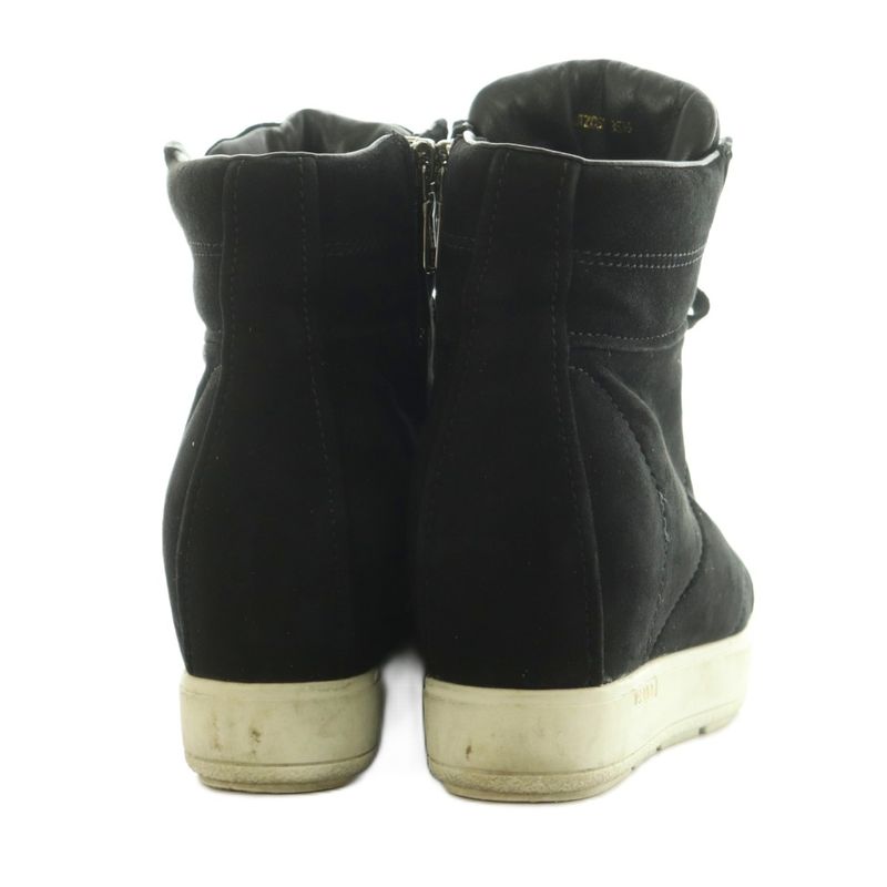 Prada Sport High Cut Sneakers Shoes Thick Sole Suede 35.5 Black