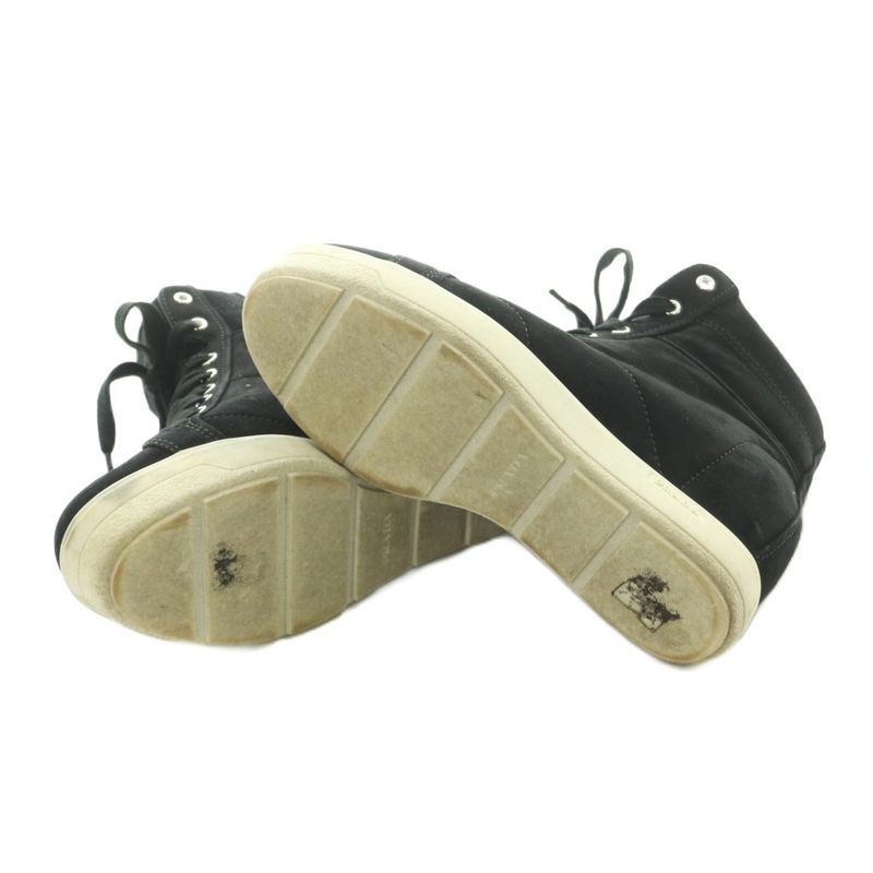 Prada Sport High Cut Sneakers Shoes Thick Sole Suede 35.5 Black