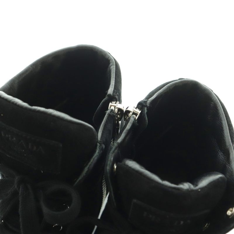 Prada Sport High Cut Sneakers Shoes Thick Sole Suede 35.5 Black