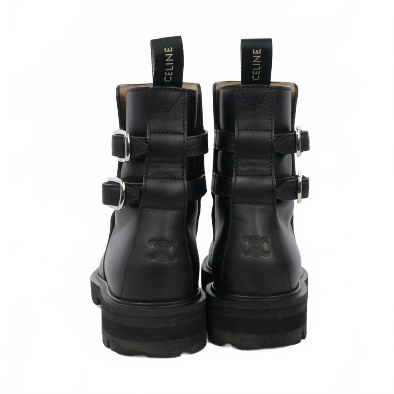 Celine Margaret Double Buckle Chelsea Boots Short 36 Black