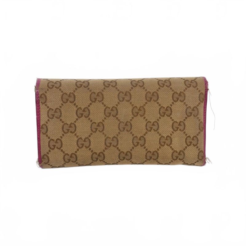 Gucci GG Canvas Wallet Beige Pink Gold
