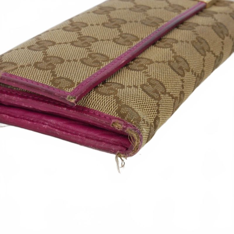 Gucci GG Canvas Wallet Beige Pink Gold