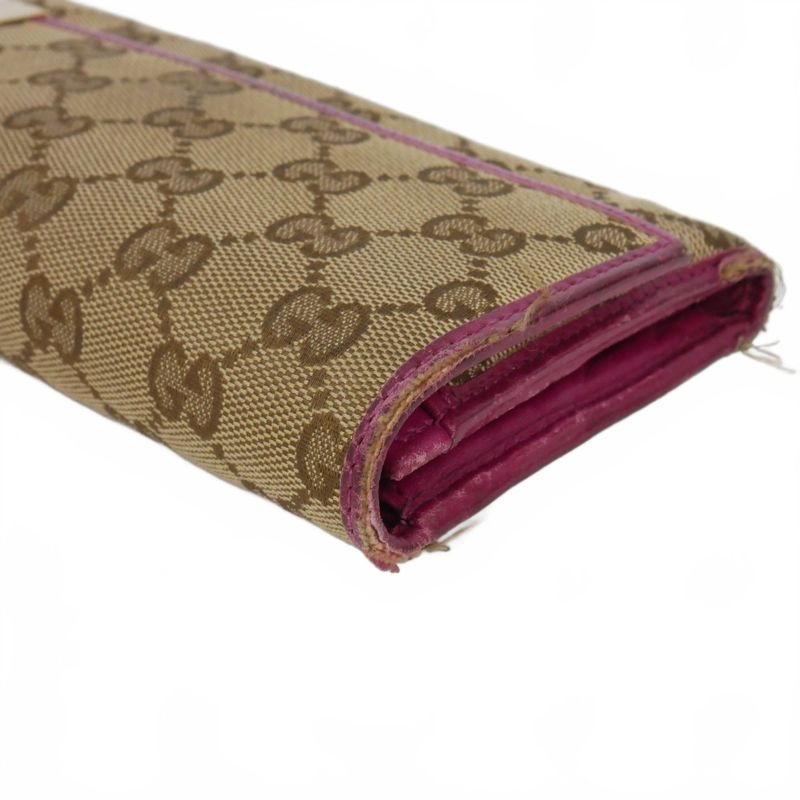 Gucci GG Canvas Wallet Beige Pink Gold
