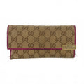 Gucci GG Canvas Wallet Beige Pink Gold