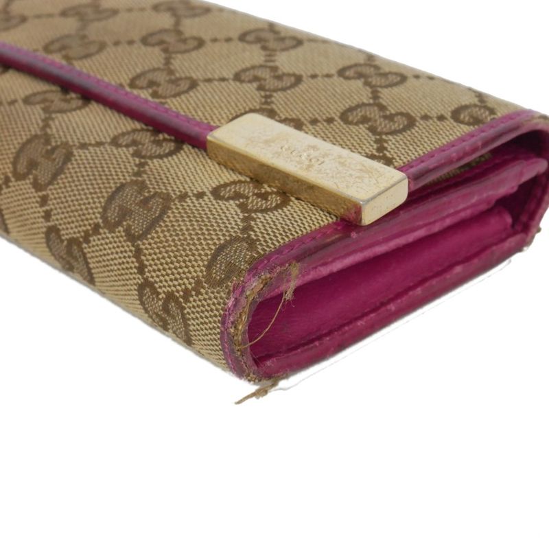 Gucci GG Canvas Wallet Beige Pink Gold