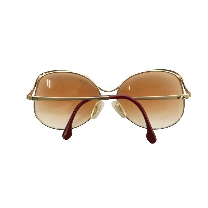 Saint Laurent Yves Vintage Sunglasses Metal Frame Gold Brown Ss Os