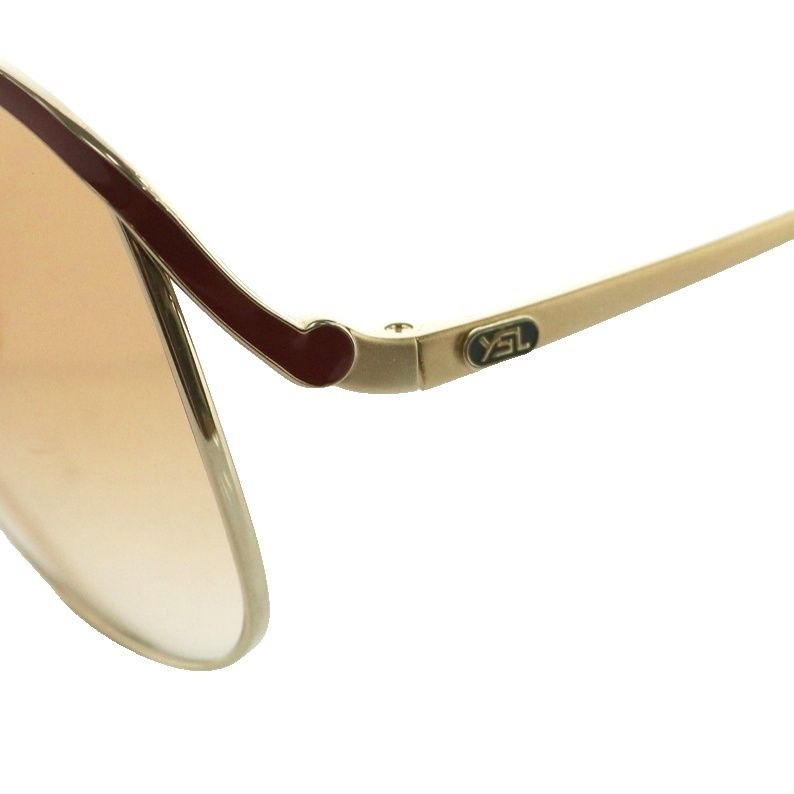 Saint Laurent Yves Vintage Sunglasses Metal Frame Gold Brown Ss Os