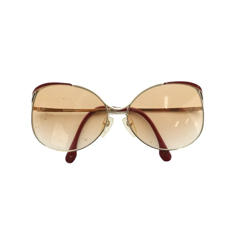 Saint Laurent Yves Vintage Sunglasses Metal Frame Gold Brown Ss Os