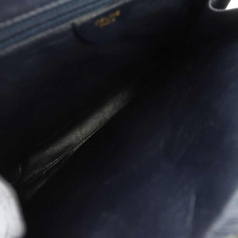 Celine Vintage Shoulder Bag Leather Star Ball Circle Logo Navy
