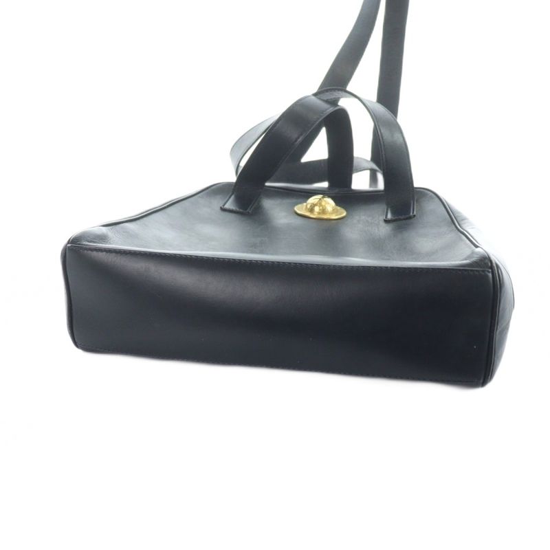 Celine Vintage Shoulder Bag Leather Star Ball Circle Logo Navy