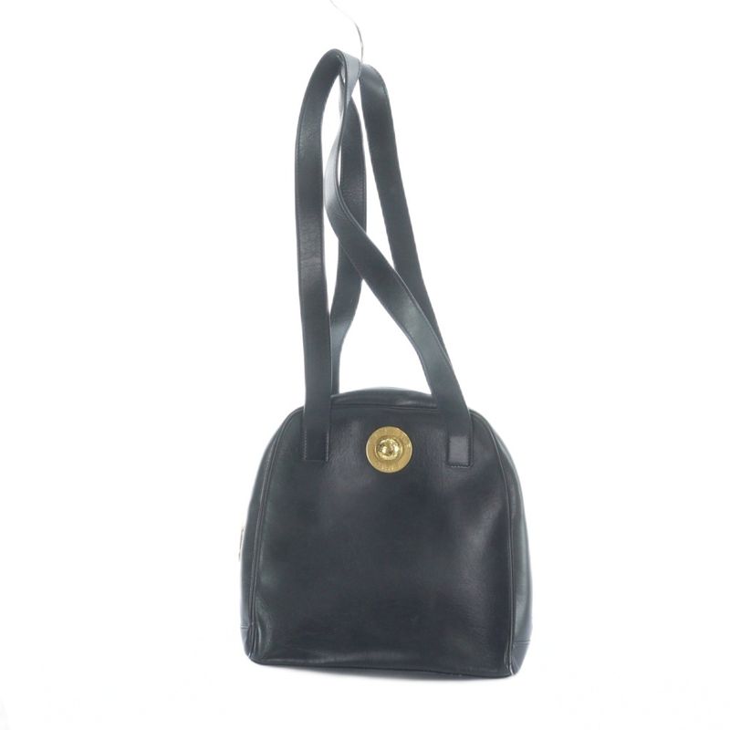 Celine Vintage Shoulder Bag Leather Star Ball Circle Logo Navy