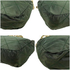 Prada Triangle Logo Chain Shoulder Bag Quilted Tessuto Nylon Khaki Green
