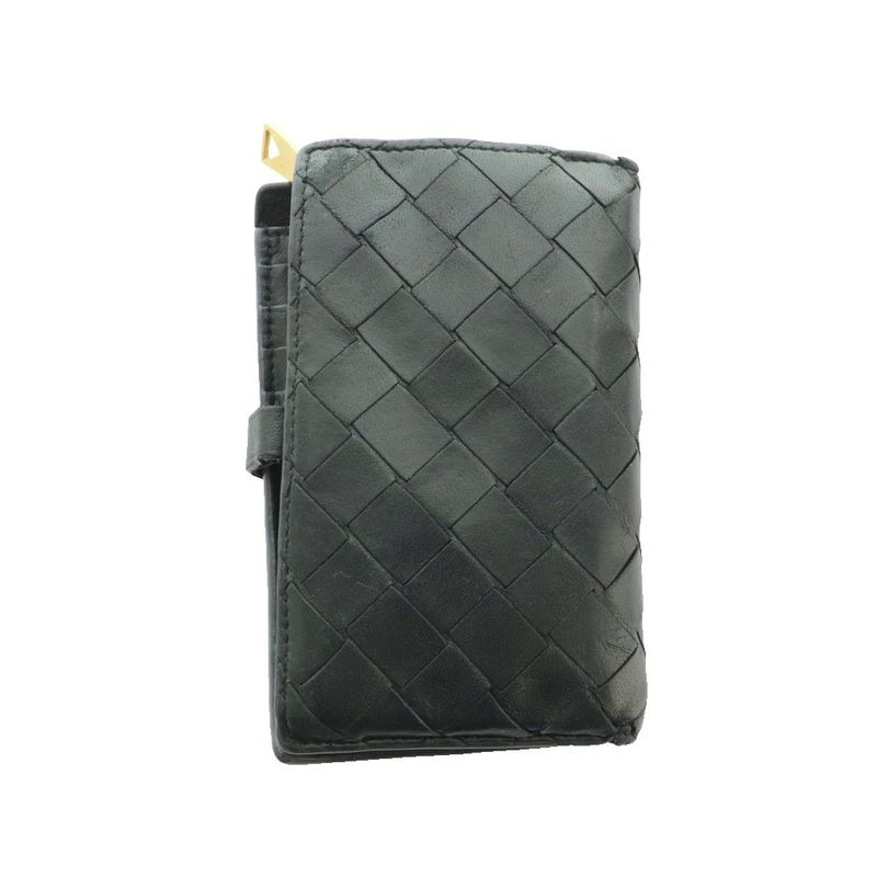 Bottega Veneta Bifold Wallet Intrecciato Leather Black SS