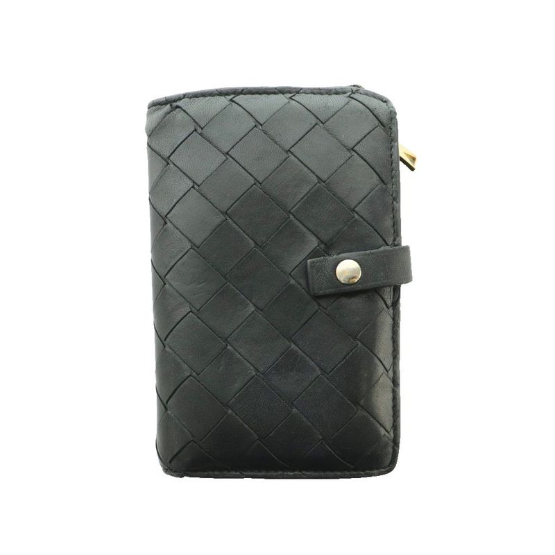 Bottega Veneta Bifold Wallet Intrecciato Leather Black SS