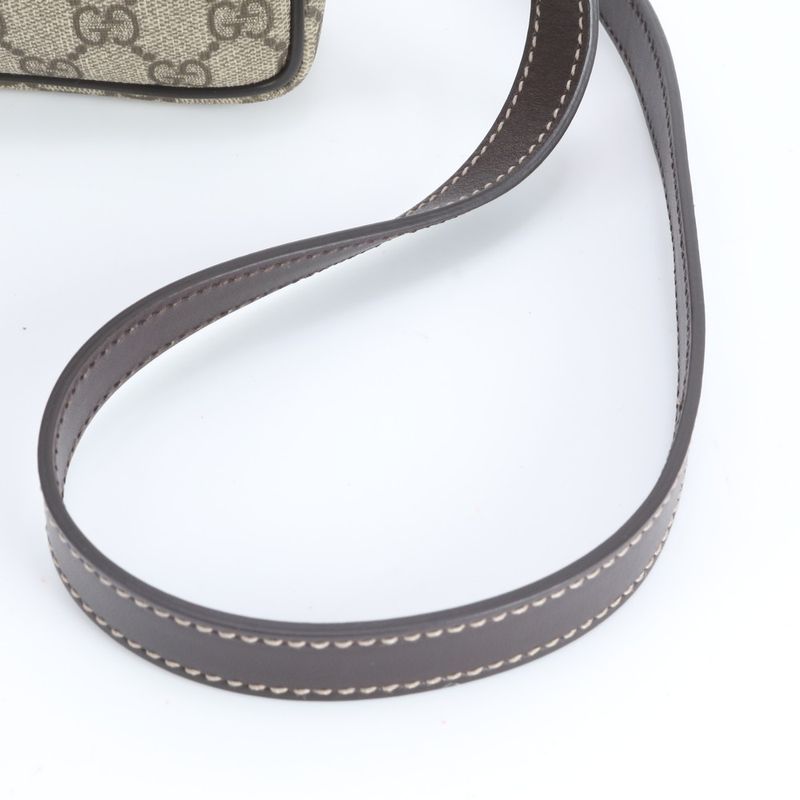Gucci GG Supreme Leather Shoulder Bag Crossbody Hand Brown