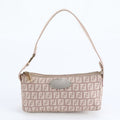 Fendi Zucchino Leather Canvas Shoulder Bag