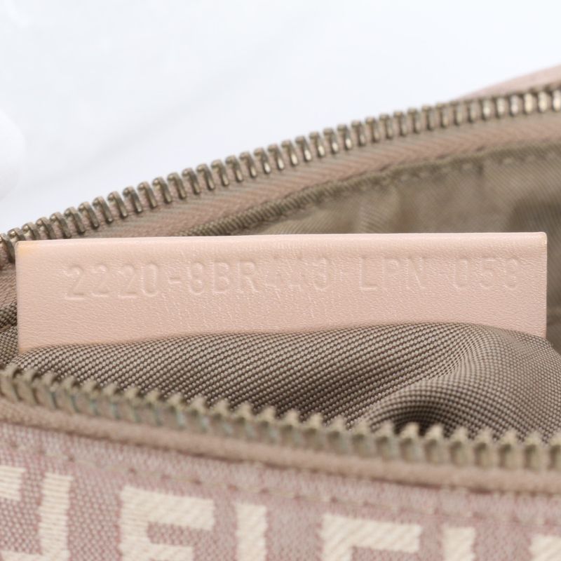 Fendi Zucchino Leather Canvas Shoulder Bag