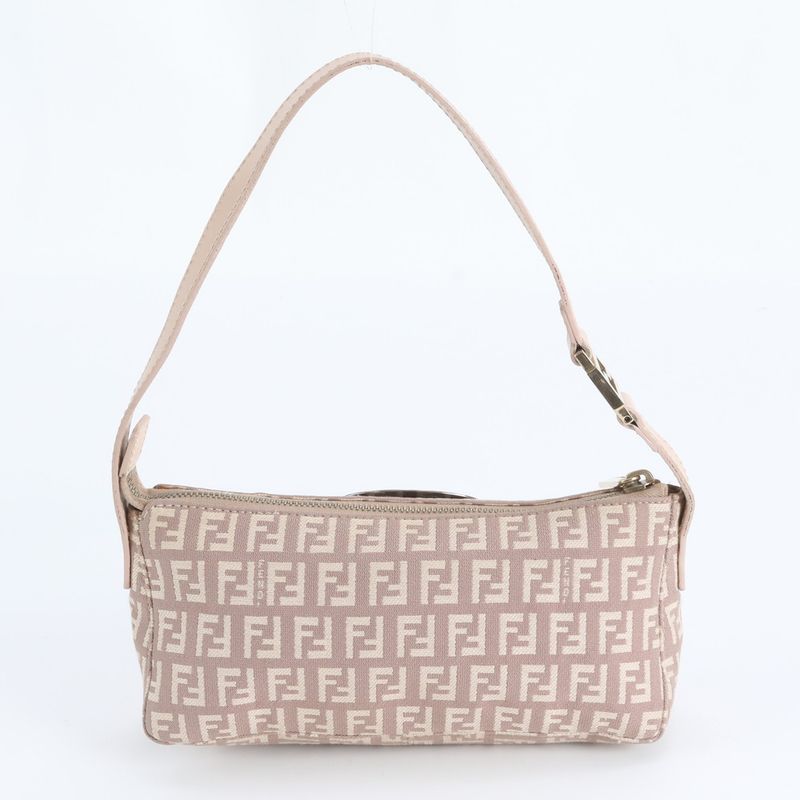 Fendi Zucchino Leather Canvas Shoulder Bag