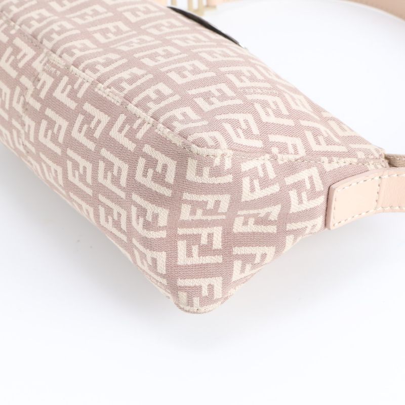 Fendi Zucchino Leather Canvas Shoulder Bag