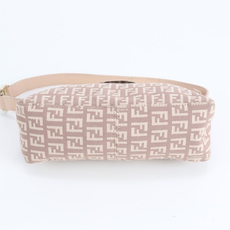 Fendi Zucchino Leather Canvas Shoulder Bag